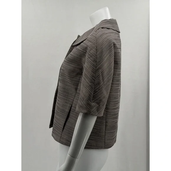 Ann Taylor Jacket Womens Small Gray Taupe Textured Blazer Snap Front Office Work - Picture 5 of 10